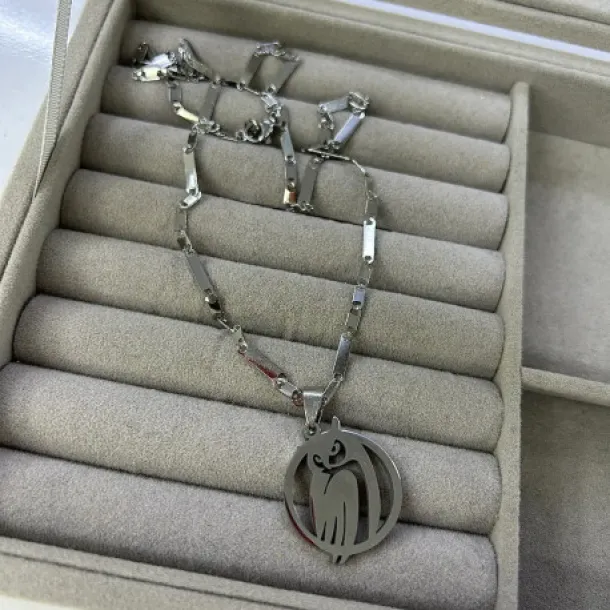 Erkek Çelik Baykuş Uc Uzun Kolye