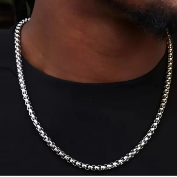 Çelik Erkek Parlak Kalın Küp Kolye